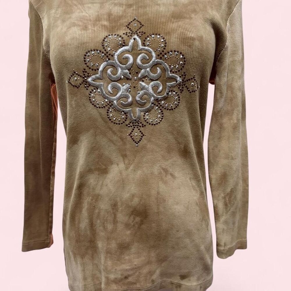 Vintage Y2K Brown Rhinestone Embellished Top